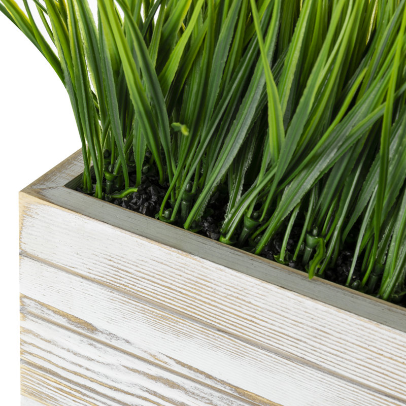 25 cm Artificial Grass in Planter, Vintage White