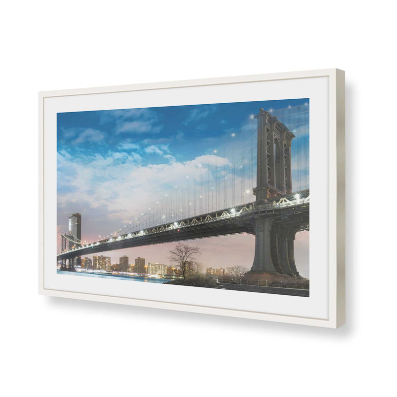 Impression sur l'horizon de Brooklyn Bridge et Manhattan, H 13 po x l 17 po, Blanc opaque