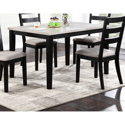 Table à manger 5 pièces avec table rectangulaire à finition et sièges rembourrés Meubles contemporains - Chaises en bois