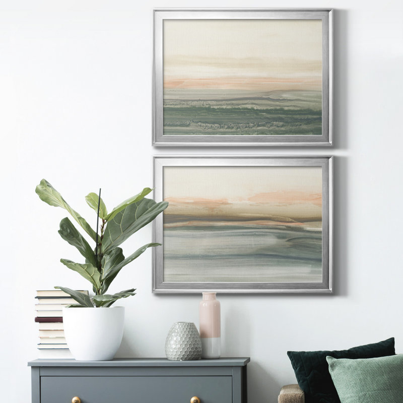 Atlantic Sunrise I - ensemble de 2 reproductions de cadres photo, Argent, H 30,5 po x l 45 po x P 1 po