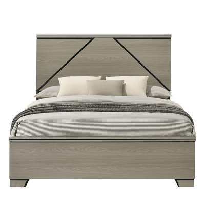 Lit de conception moderne avec tête de lit lumineuse à DEL et mobilier en bois gris