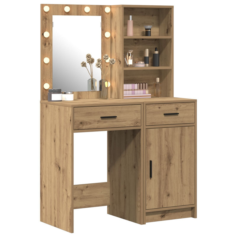 Dressing Table with Mirror, Artisan Oak