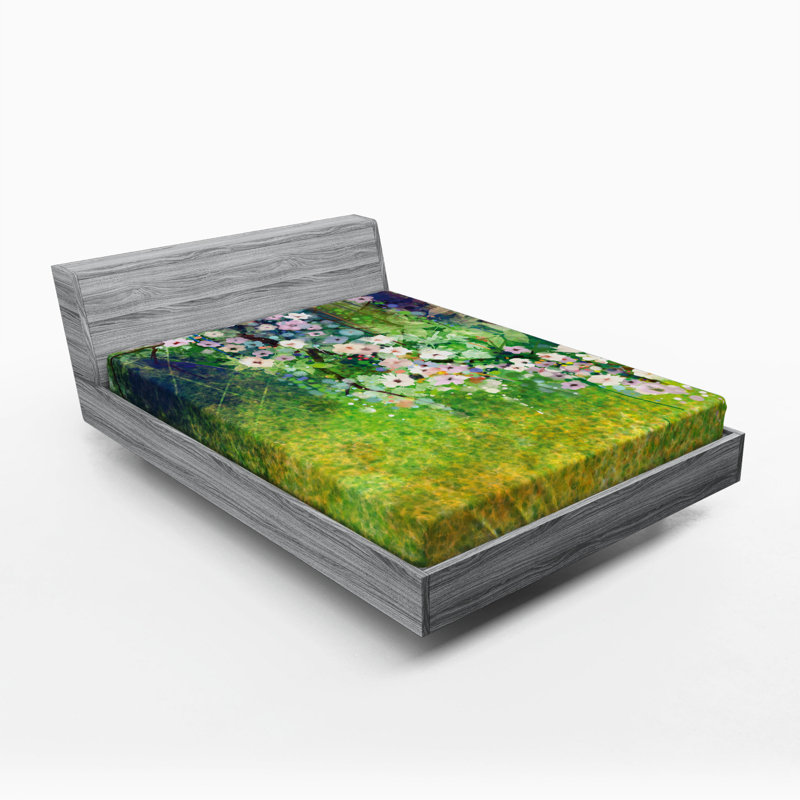 Microfiber Floral Fitted Sheet, Queen Fitted Sheet