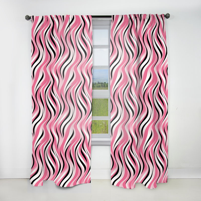 Papier peint zèbre rose - Rideau en velours moderne - obscurcissant - 1 panneau, L 52 po x L 90 po