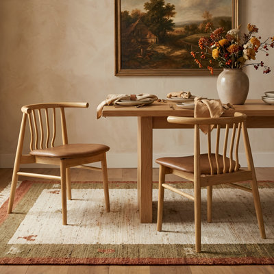 Chaise de salle à manger à dossier à lattes avec cadre en bois massif Bausman