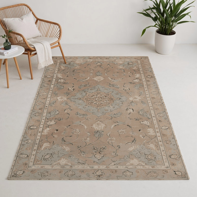 Tapis gris d'intérieur et d'extérieur Tabriz, Rectangulaire 3 pi x 5 pi
