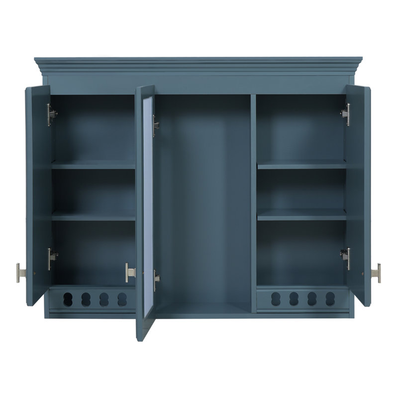 Armoire à pharmacie peu encombrante, 35 po en bois aggloméré, bleu moderne pour la maison
