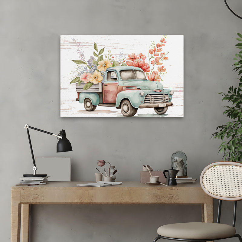 Camion de fleurs rétro VI, H 16 po x l 24 po