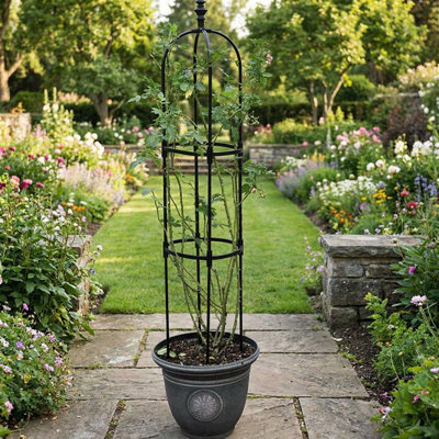 59.06in Garden Trellis Climbing Plant Trellis Garden Support Cages For Flowers Plants Climbing Support Frame Trellis Diy Vines Pot Plant Stand   ( Plastic-coated Stainless Steel )