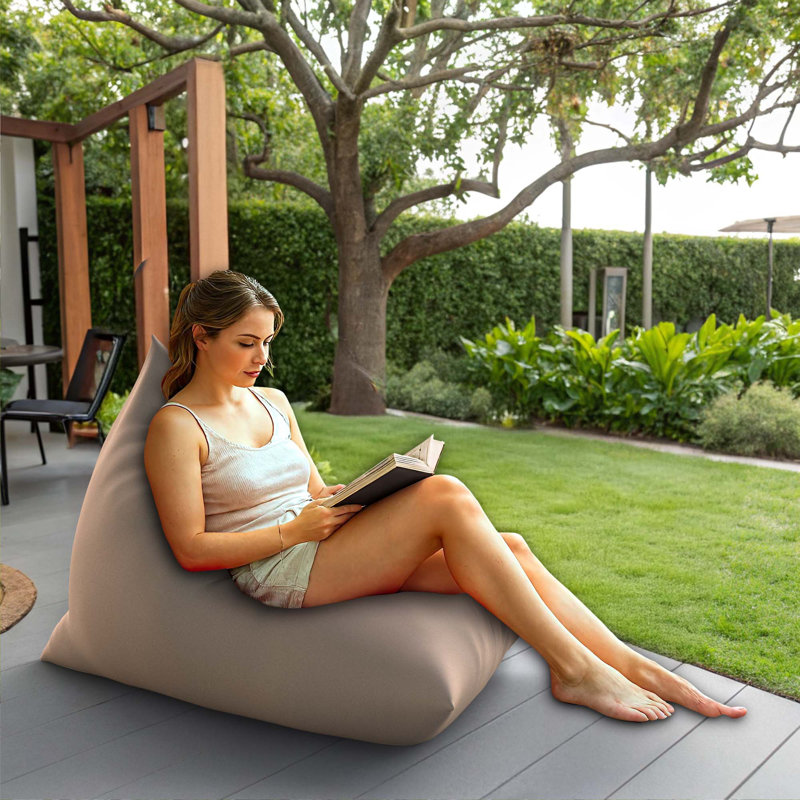 Outdoor Bean Bag Lounger Cover (Bag Only,Large), Beige Polyester, 41" H x 41" W x 55" D