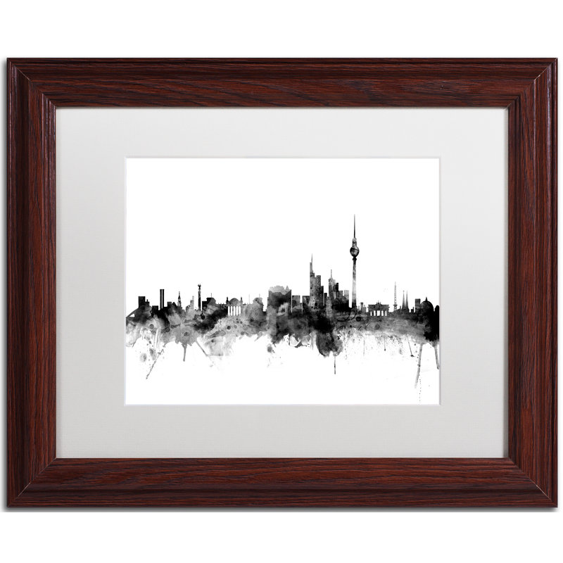 « berlin allemagne horizon b&w », impression encadrée, H 11 po x l 14 po x P 0,5 po, Cadre brun