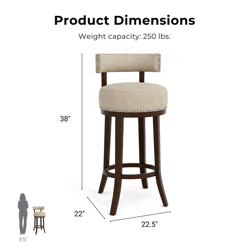 Norden Swivel Bar & Counter Stool, Beige, Bar Stool (30" Seat Height)