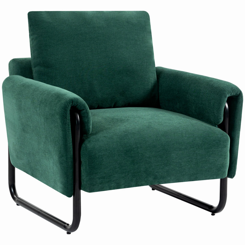 Chaise d'appoint rembourrée en tissu chenille, Vert