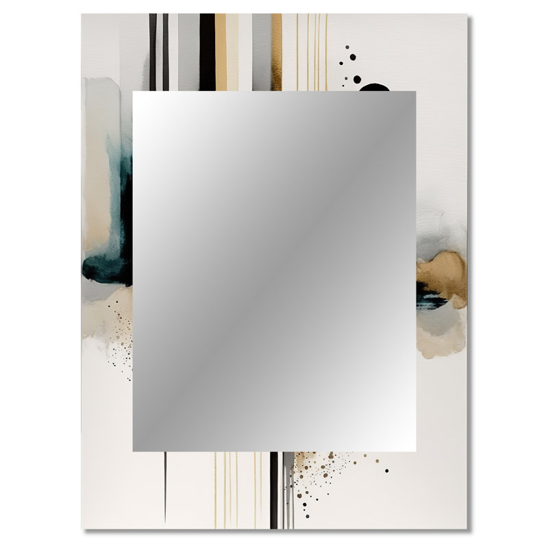 Abstract Transitional Modern Shapes I - Abstract Shapes Mirror, Modern Unique Wall Mirror, Printed Metal Art, 40" x 30"
