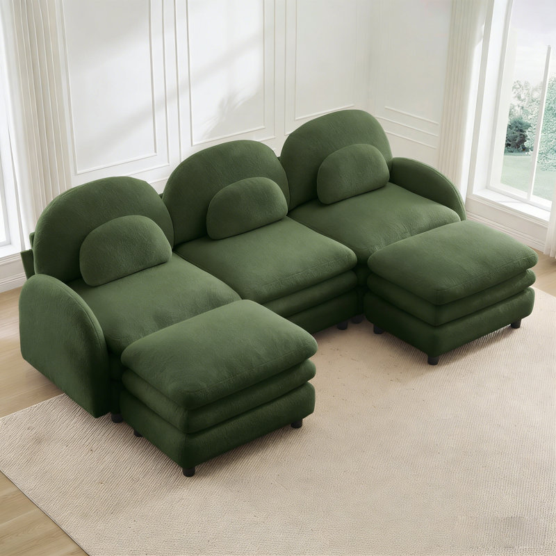 Ensemble de canapé en U Cloud Couch, Vert