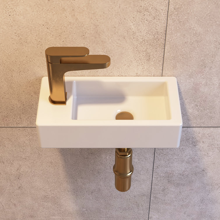 Liberty White Ceramic Rectangular Wall Hung Basin Bathroom Sink