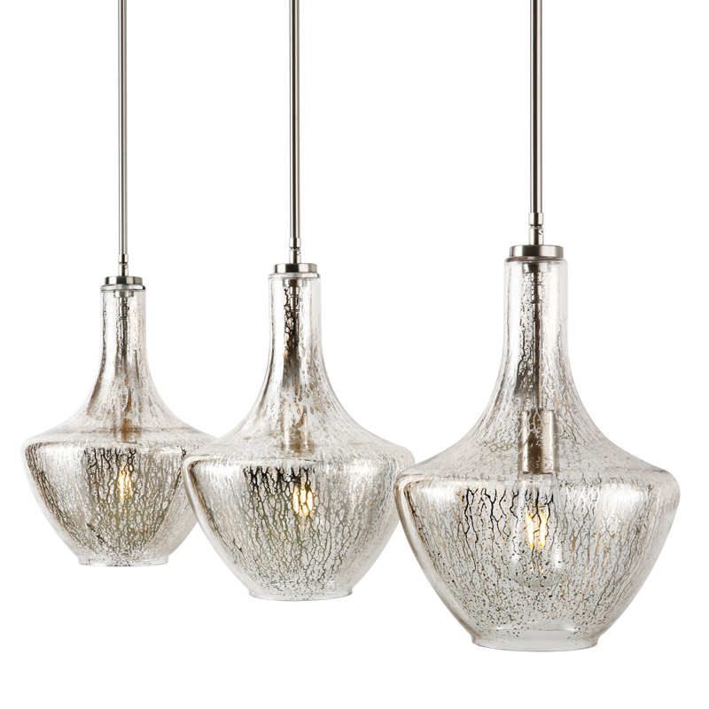 Cammie 3 - Light Kitchen Island Pendant, Smokey, Satin Nickel