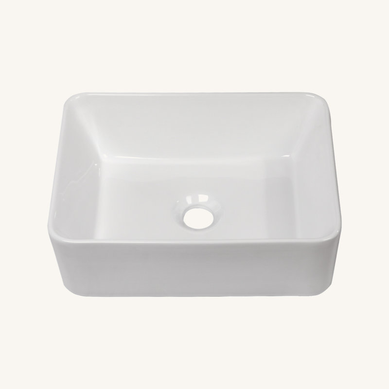 16"X12" Ceramic Rectangular Vessel Bathroom Sink, White