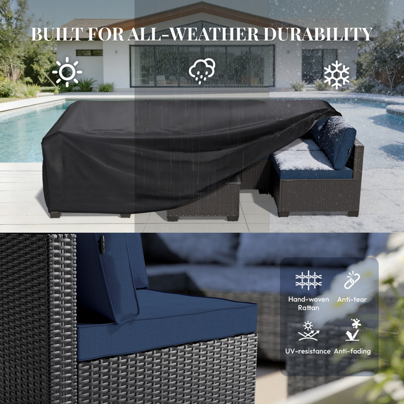  Patio Furniture Set - All-Weather,Water-Resistant - 7 Piece Patio Wicker Rattan Sectional Sofa, Modular Outdoor Conversation Set for Backyard, Garden, Poolside, Balcony