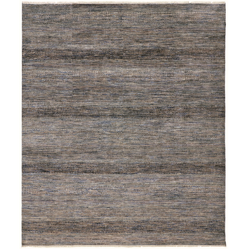 Tapis gris foncé noué à la main Reon, Rectangle 2 pi x 3 pi