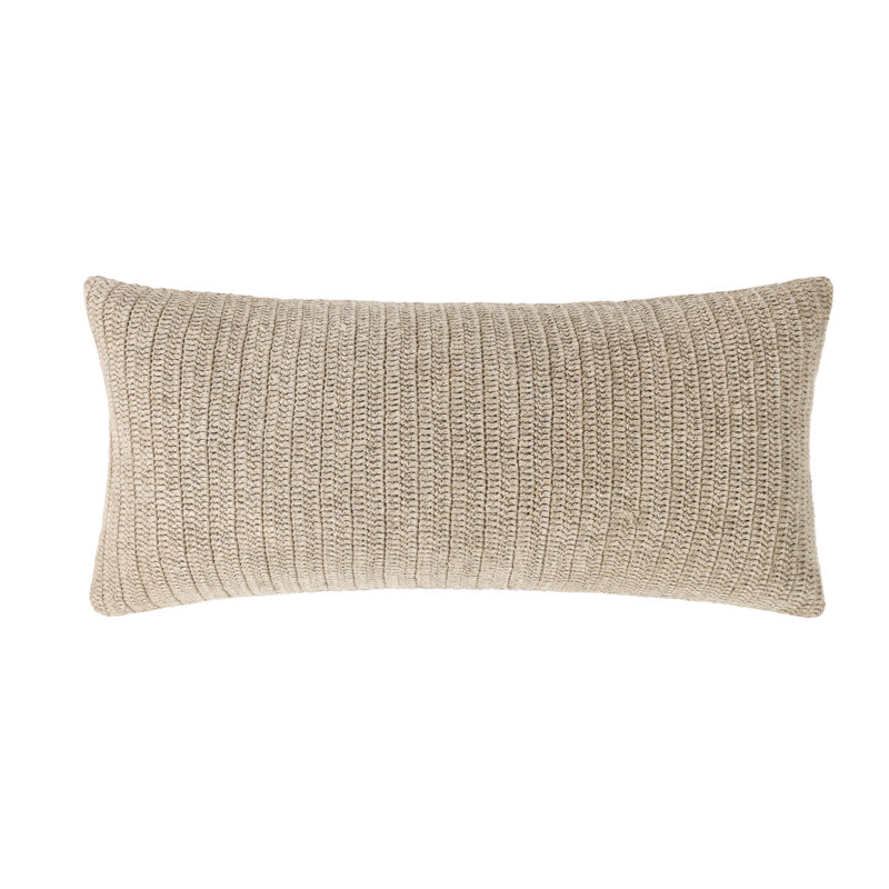 Nakeya Knitted 16"x36"  Throw Pillow, Ivory, Beige