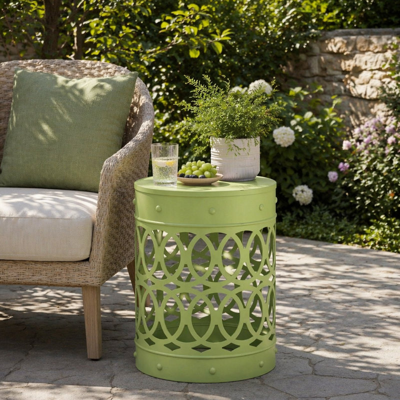 Table de bout d'extérieur en métal, Vert