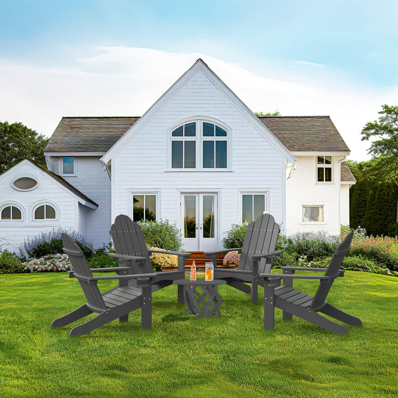 Plastic Outdoor Adirondack Chair  Set Of 6, Gray