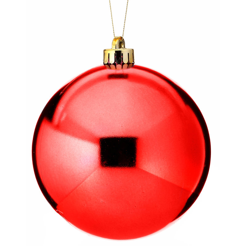 Ornement boule brillante, Rouge, H 5,5 po x l 5,5 po x P 5,5 po