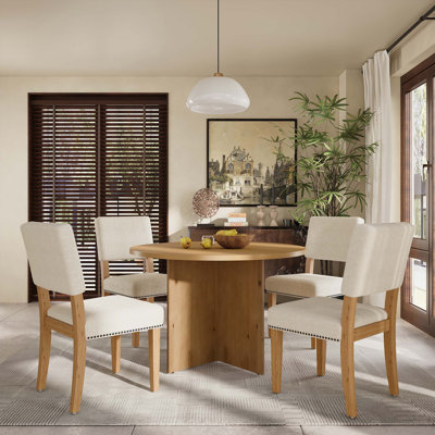 Modern 5-Piece Round Dining Table Set Pedestal Kitchen Table Set -  Red Barrel StudioÂ®, 325C8570735E4E5D90372C80A17A0AA4