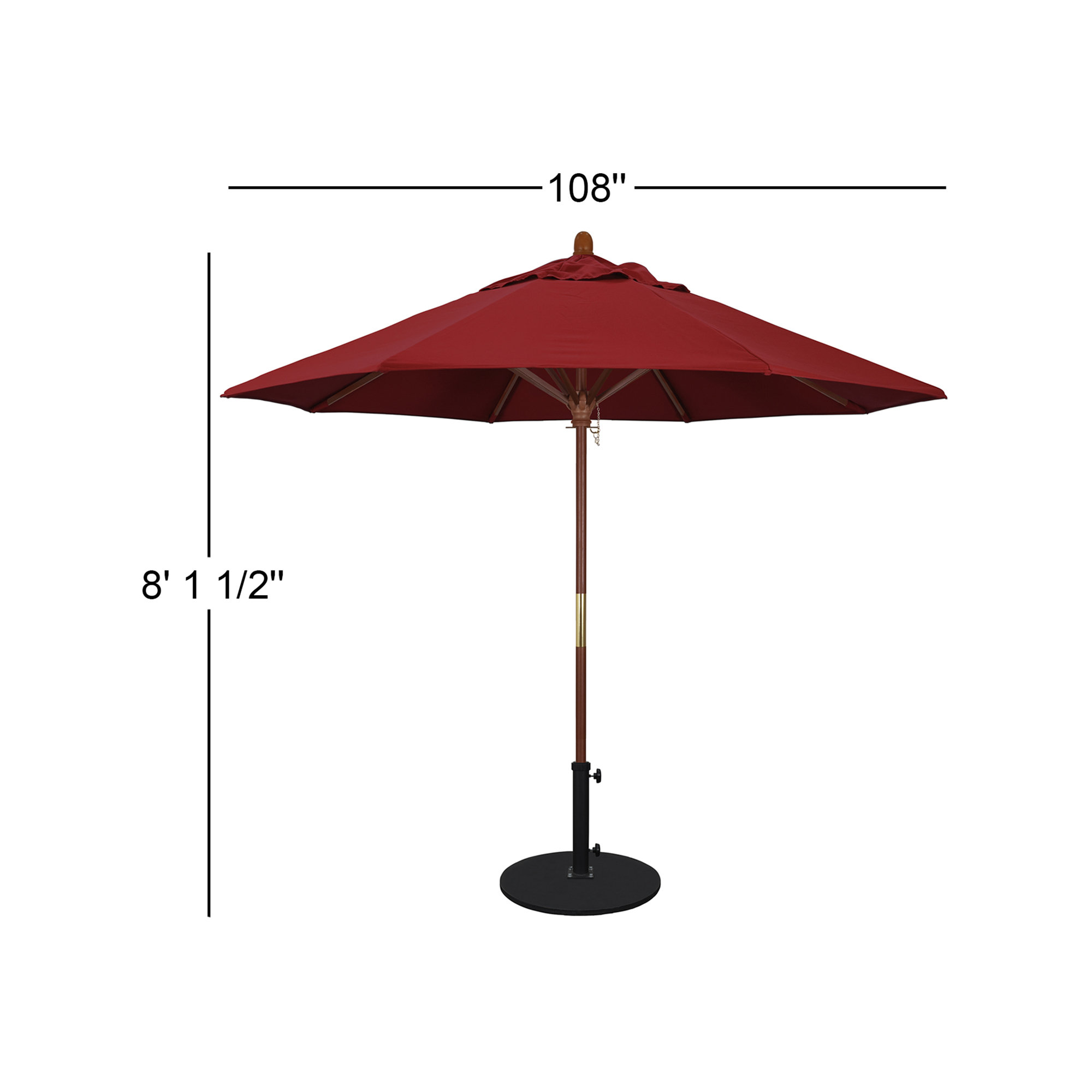 Manford 108'' Outdoor Umbrella, Red - Pacifica