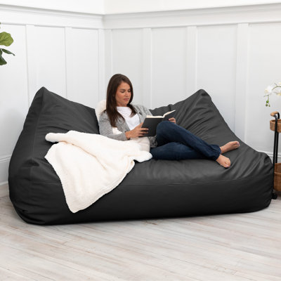Lozia Loveseat - Large Bean Bag Sofa for Living Rooms, Home Theaters & More - Vegan Faux Leather