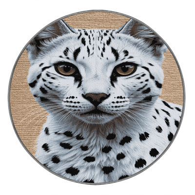 Washable White Serval Big Cats Area Rug