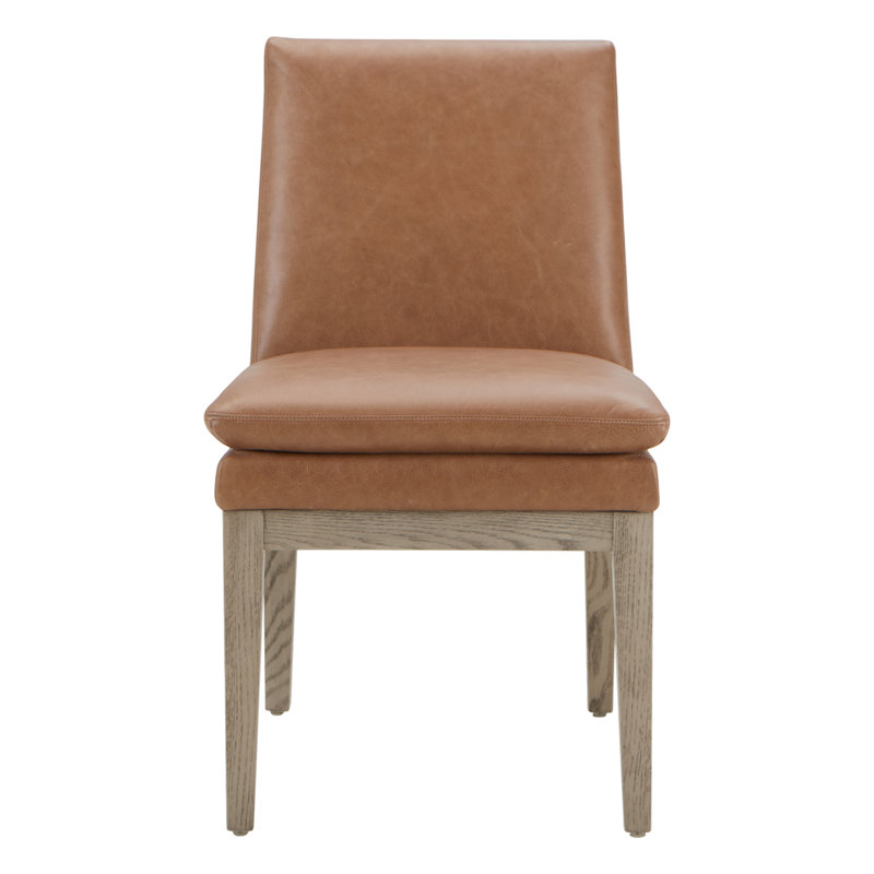 Chaise rembourrée en cuir Bethea, Cuir fleur Marseille
