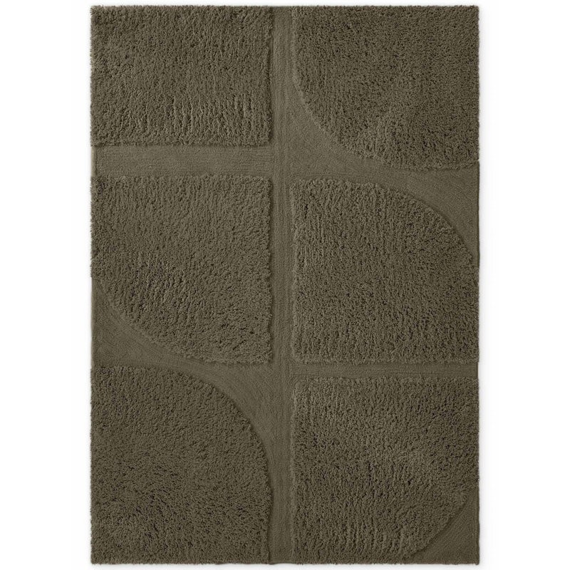 Geometric Hand Tufted Shag Area Rug, Rectangle 200 x 300 cm, Green
