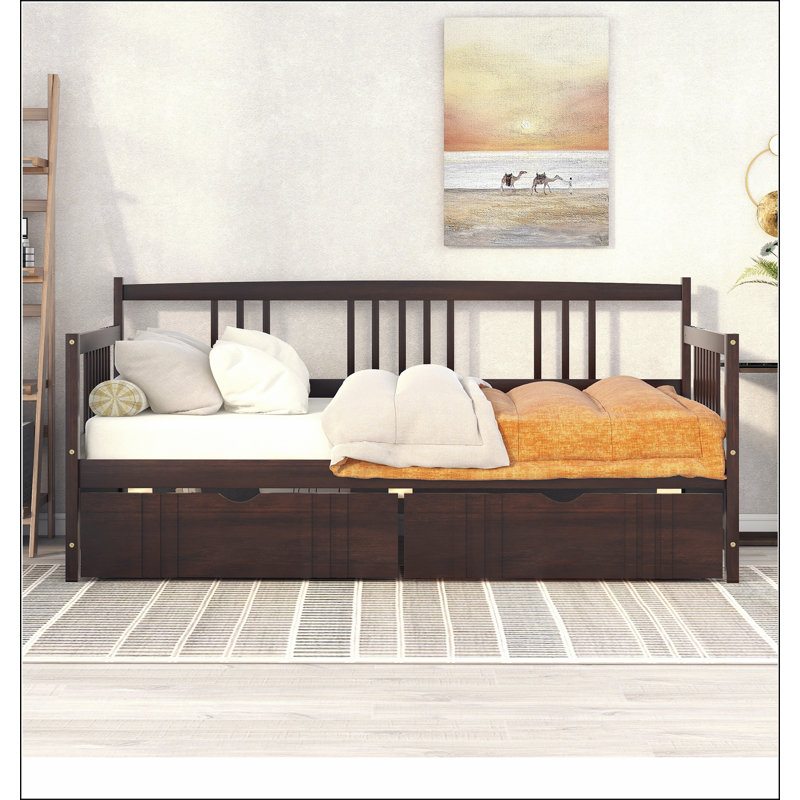 Daybed Wood Bed with Two Drawers, Twin, Espresso