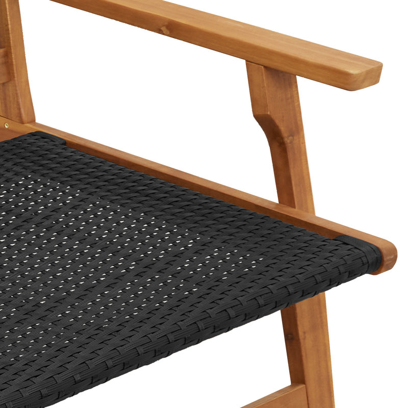 Set Of 3, Teak Look Acacia Rattan, Acacia Wood Medium, Black/Brown