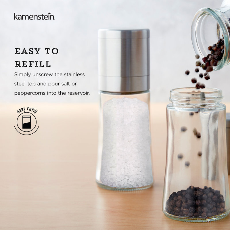 Stainless Steel and Glass Salt and Pepper Grinder Set