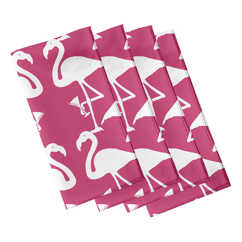 Ensemble de serviettes 4 pièces Josefien Flamingo Martini, Blanc