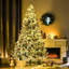 Arbre de Noël 1149 branches 7,5 pi, 550 lumières à DEL, conception floquée, arbre artificiel festif 7,5 pi, feuilles colorées, ornement de base stable
