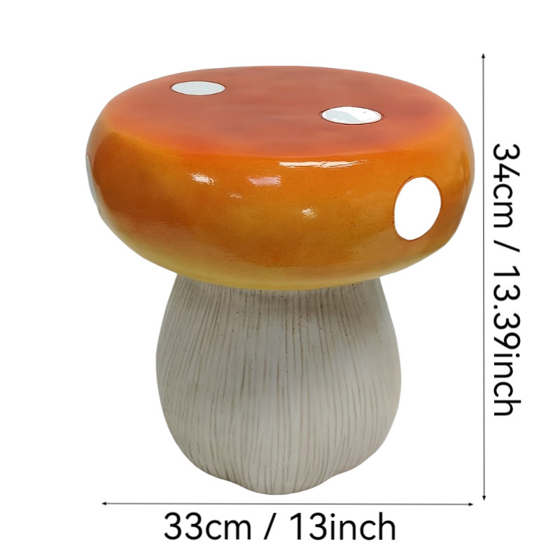 Tabouret de jardin en résine en forme de champignon, Orange