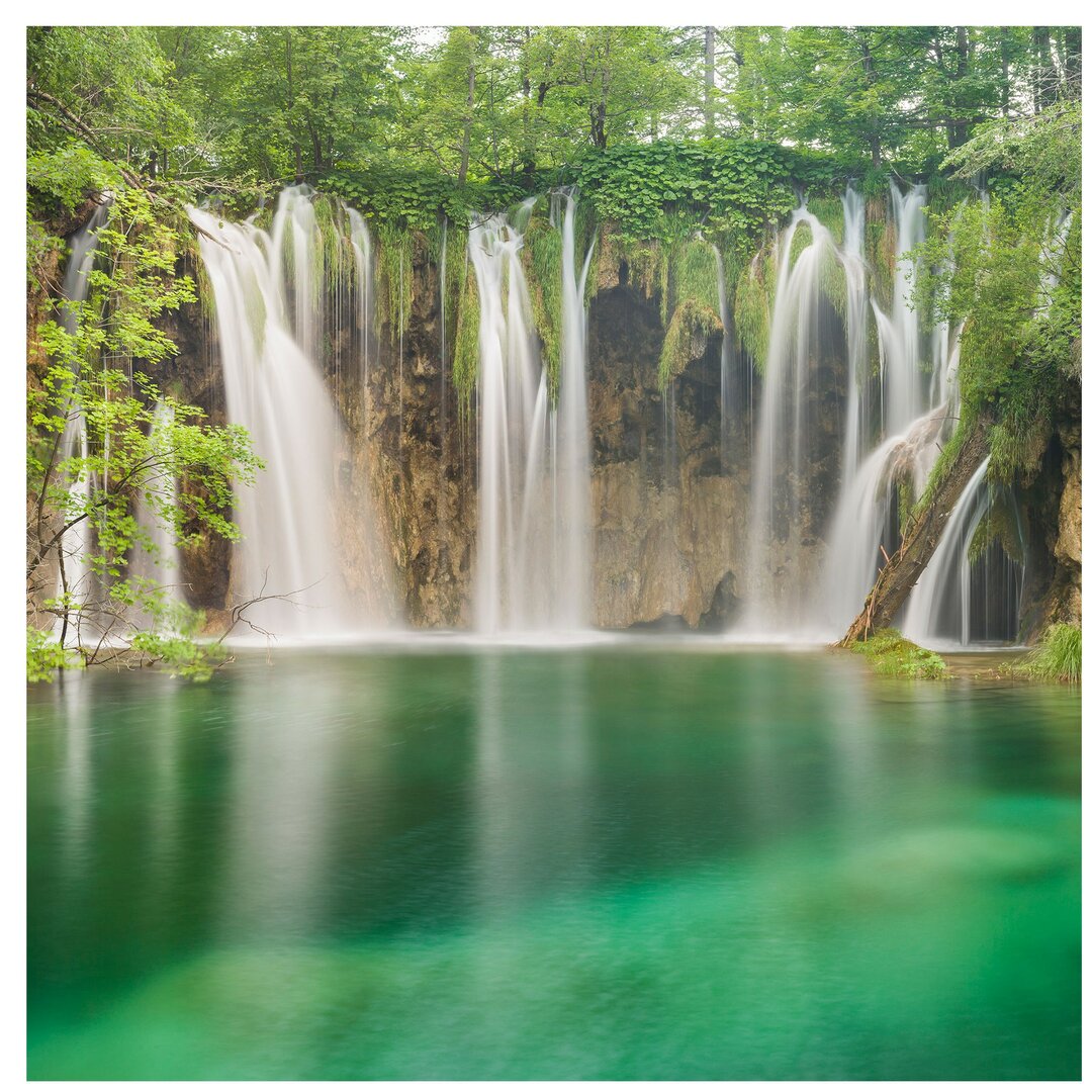 Strukturierte Fototapete Waterfall Plitvicer Lake