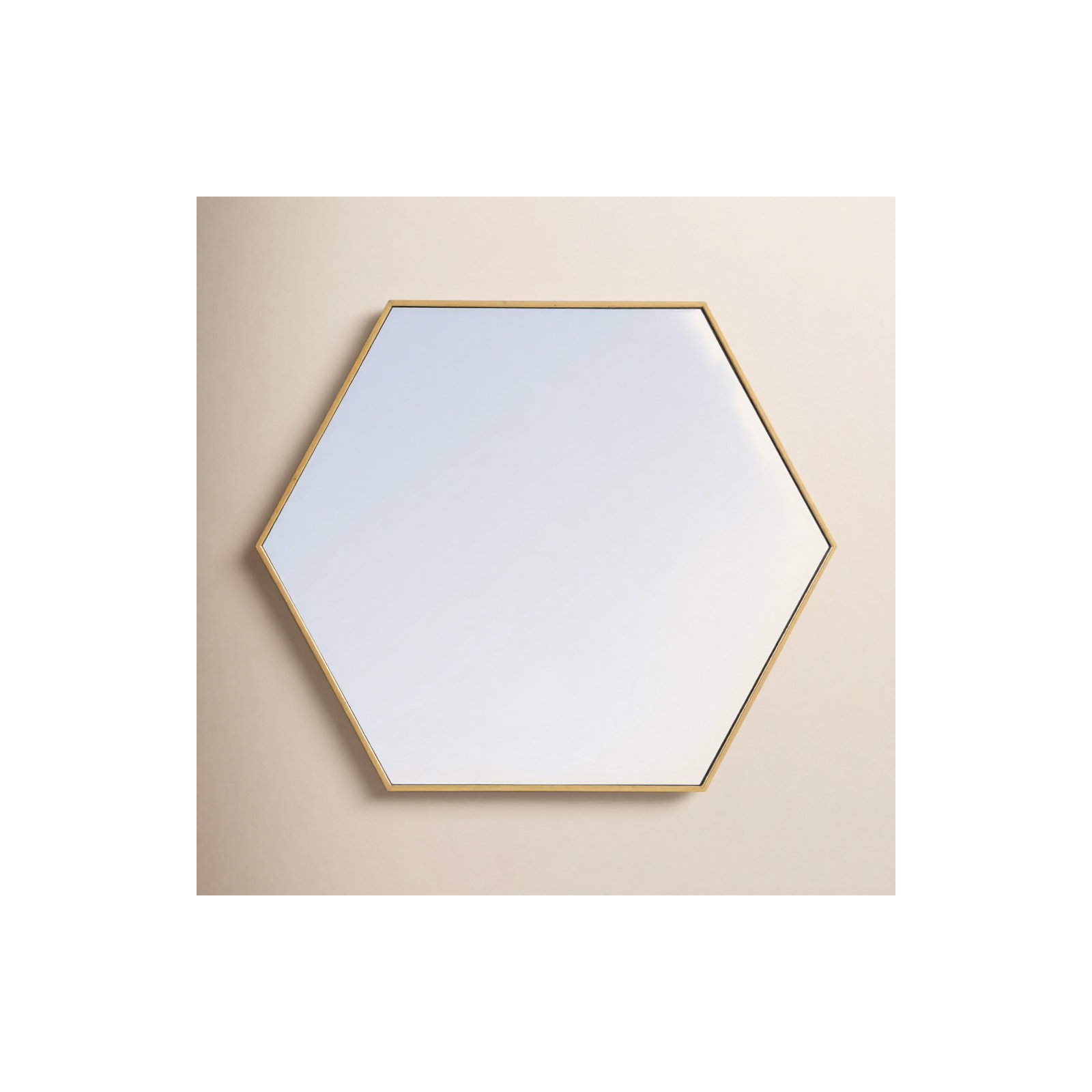 Sabine Metal Hexagon Wall Mirror, Brass, 32" x 38"