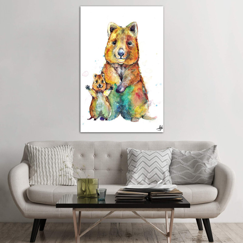Art encadré pour enfants Qwazy Quokkas, H 60 po x l 40po x P 1,5 po, Toile tendue