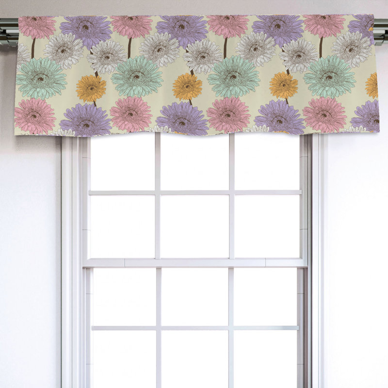 Sateen Floral Ruffled Window Valance