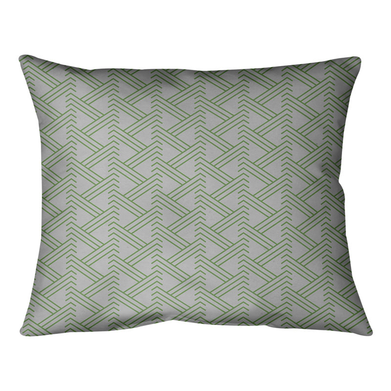 Coussin lombaire à motif Zig Zag, H 10 po x l 14 po, Gris/vert, Duvet / Plumes