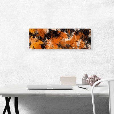 Orange noir brun clair moderne - reproduction d'art sur toile panoramique