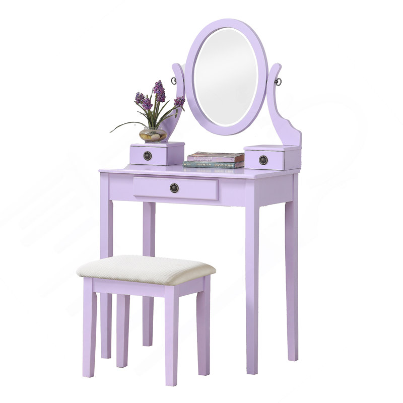 Ensemble coiffeuse et tabouret de maquillage Moniys, Purple