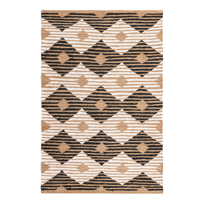 Bonnie-Mae Cotton Geometric Indoor Rug, Rectangle 6'1" x 9'