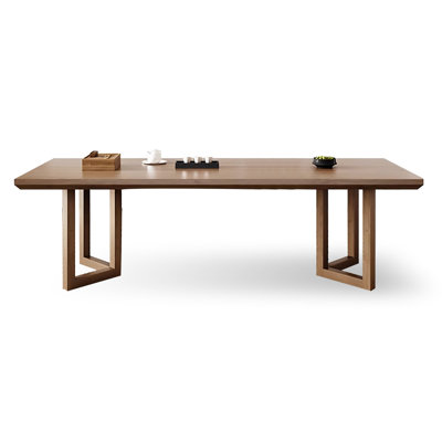 Brown Rectangular Solid Wood Dining Table