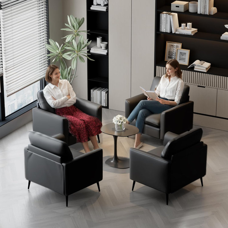 Ensemble de 2 fauteuils en similicuir 32 po (ensemble de 2), Similicuir noir